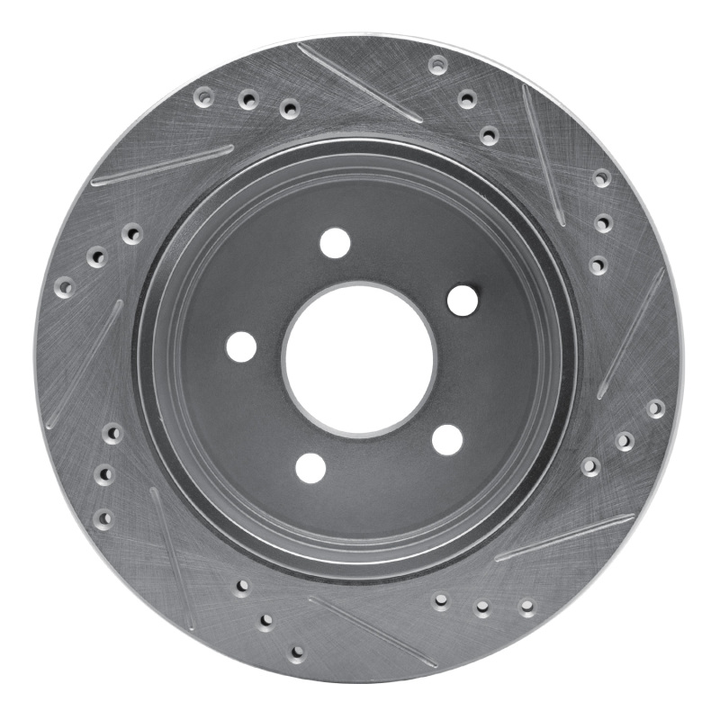Ford Crown Victoria Brake Rotor (1) - Rear Left - R1 Concepts - Drilled & Slotted - Silver - `03-`11